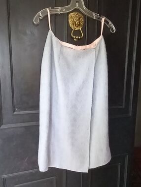 CHANEL Pale Blue Wool Wrap S-L Skirt